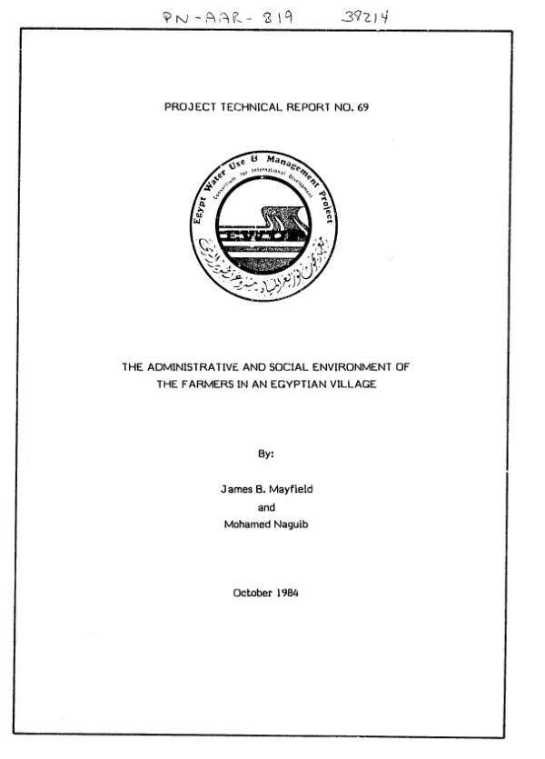 Administrative and social environment of the farmers in an Egyptian village