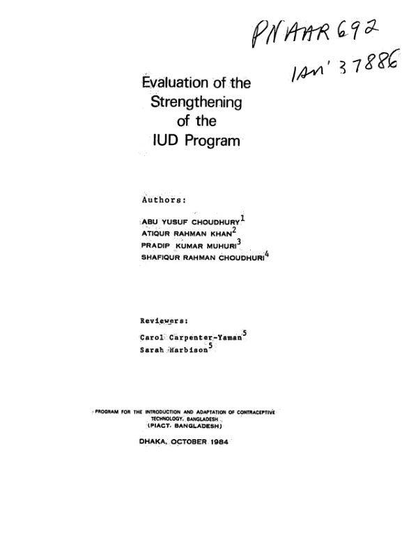 Evaluation of the strengthening of the IUD program