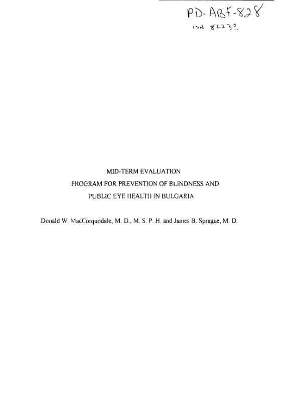 Mid-term evaluation : program for prevention of blindness and public eye health in Bulgaria