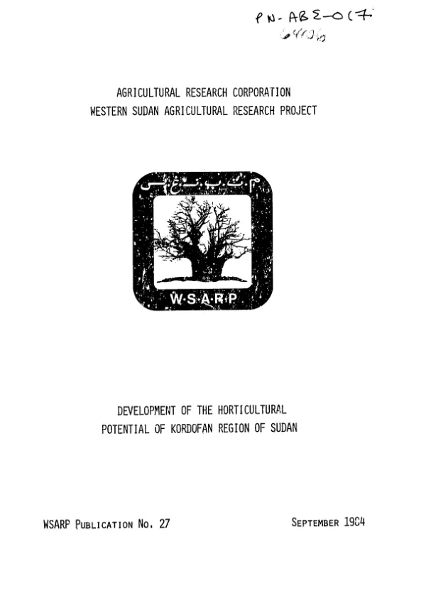 Development of the horticultural potential of Kordofan region of Sudan