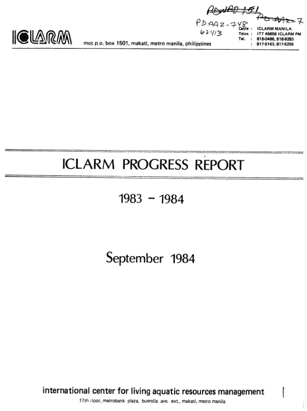 ICLARM progress report 1983-1984