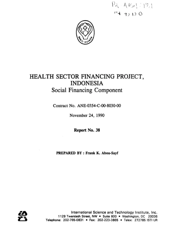 Health sector financing project, Indonesia : social financing component