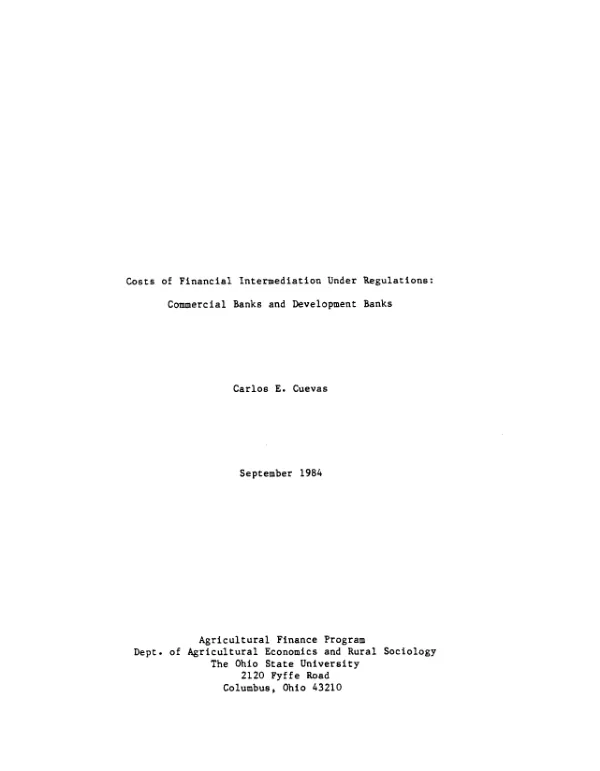 Costs of financial intermediation under regulations : commercial banks and development banks