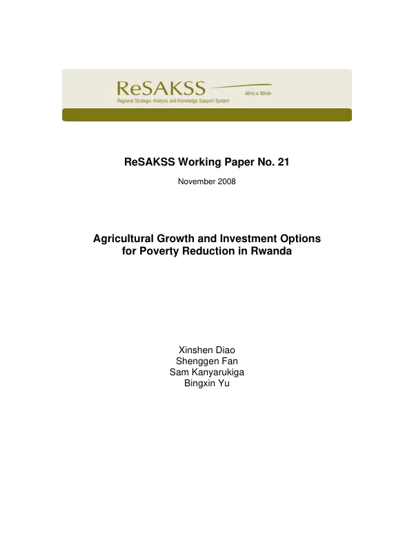 Agricultural growth and investment options for poverty reduction in Rwanda