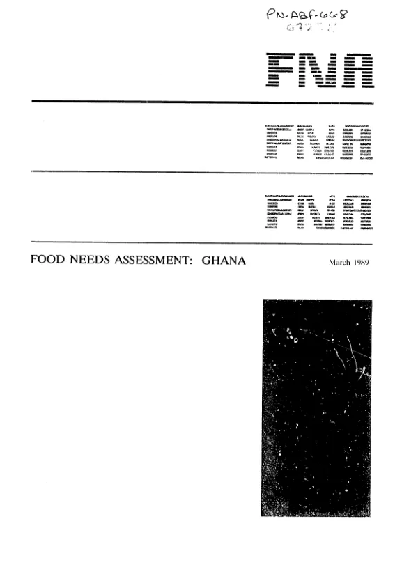 Food needs assessment : Ghana