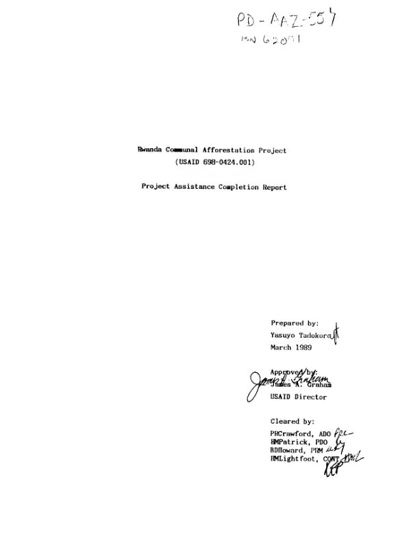 Rwanda communal afforestation project (USAID 698-0424.001) : project assistance completion report