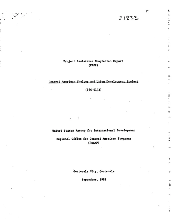 Project assistance completion report (PACR) : Central American shelter and urban development project (596-0143)