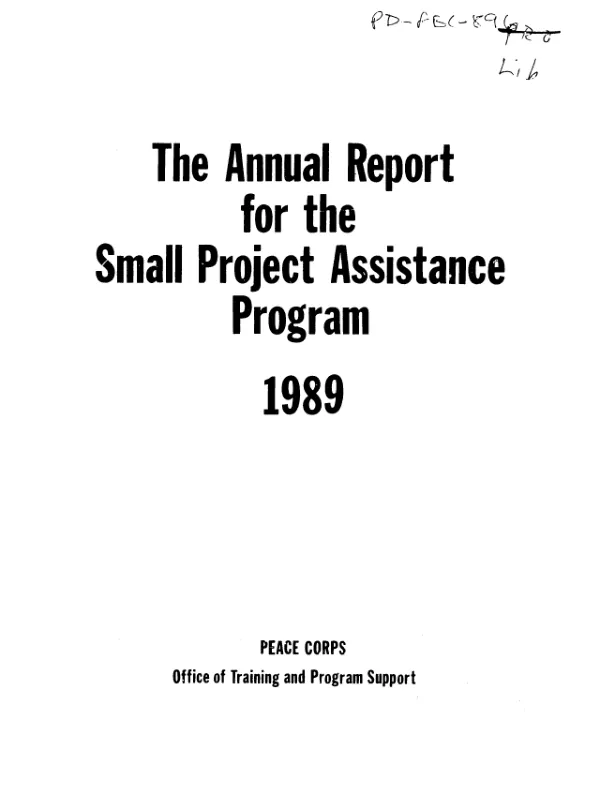 Annual report for the small project assistance program, 1989 : abstracts of individual activity agreements for the period of October 1, 1988 through September 30, 1989