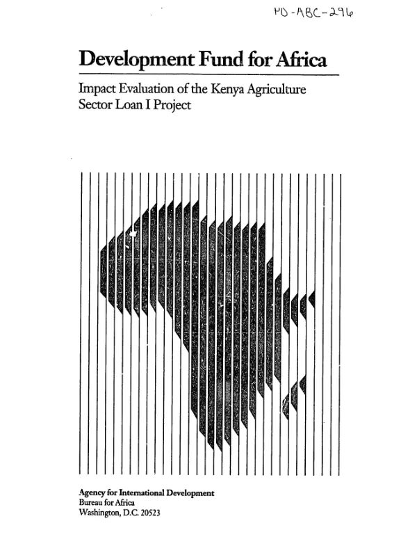 [Development fund for Africa --] impact evaluation of the Kenya agriculture sector loan I project