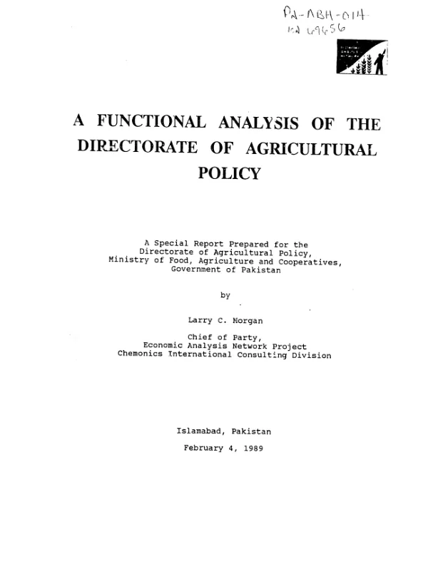Functional analysis of the Directorate of Agricultural Policy