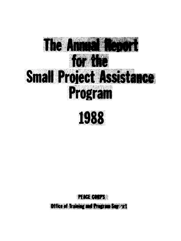 Annual report for the small project assistance program, 1988 : abstracts of individual activity agreements for the period of October 1, 1987 through September 30, 1988
