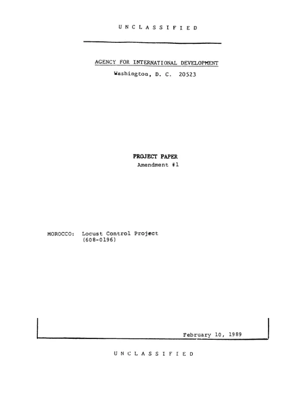 Locust control project : amendment no. 1