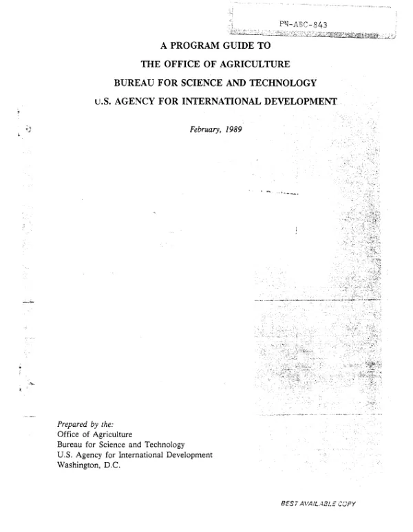 Program guide to the Office of Agriculture, Bureau for Science and Technology, US Agency for International Development