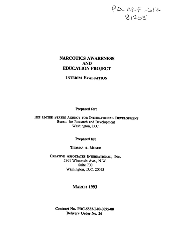 Narcotics awareness and education project : interim evaluation