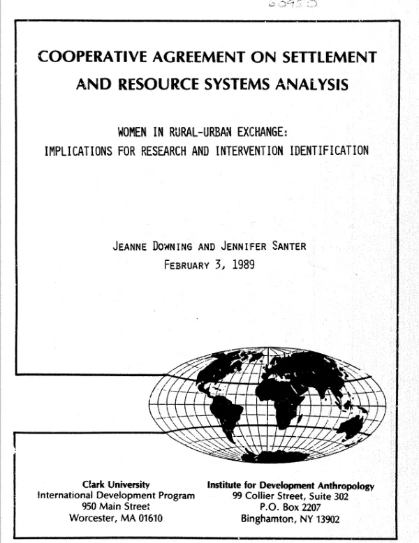 Women in rural-urban exchange : implications for research and intervention identification