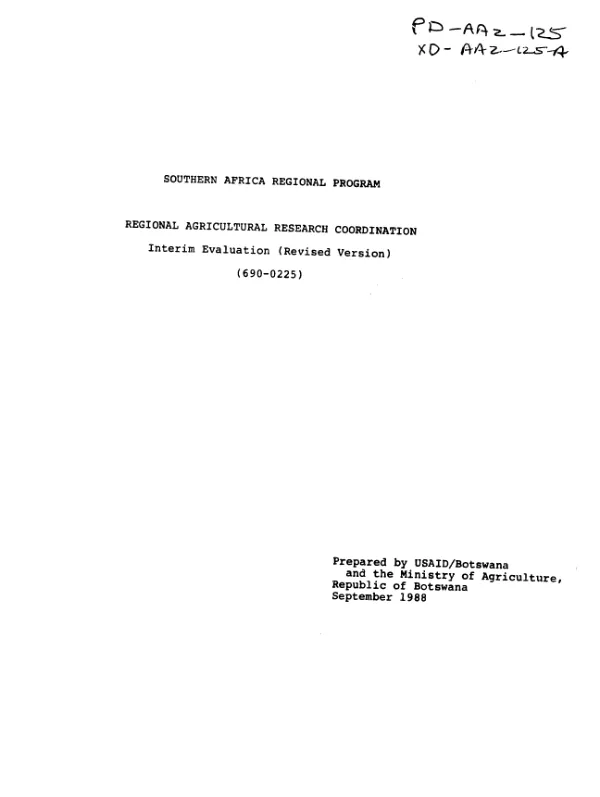 Regional agricultural research coordination