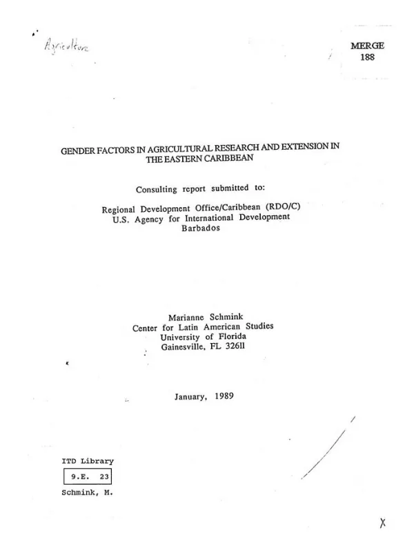 Gender factors in agricultural research and extension in the Eastern Caribbean
