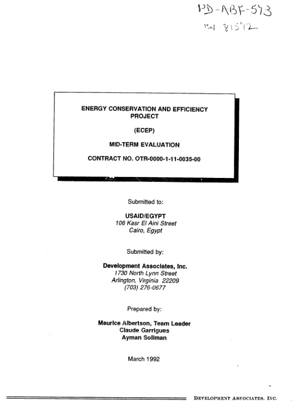 Energy conservation and efficiency project (ECEP) : mid-term evaluation -- contract no. OTR-0000-I-11-0035-00