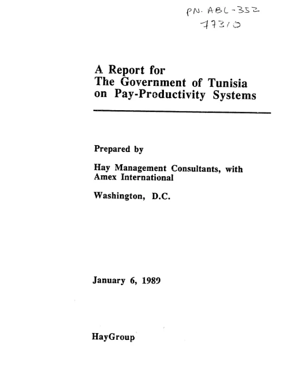Report for the Government of Tunisia on pay - productivity systems
