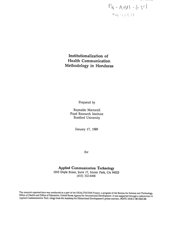 Institutionalization of health communication methodology in Honduras