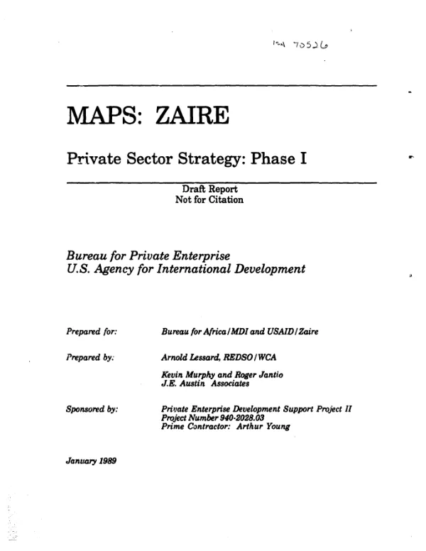 MAPS : Zaire -- private sector strategy -- phase I