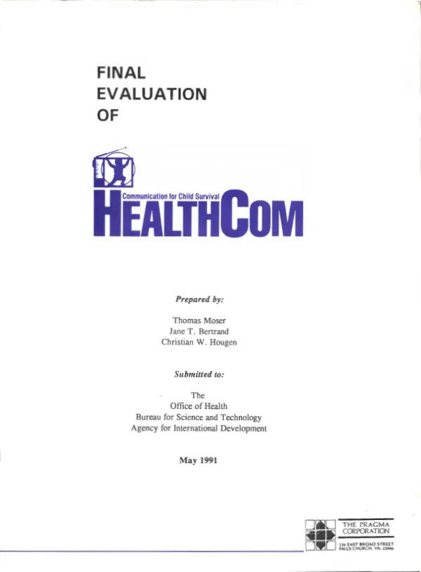 HEALTHCOM project (communication for child survival) final evalualtion