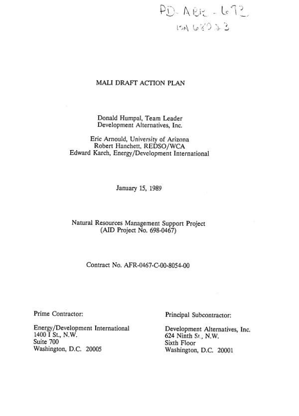 Mali draft action plan