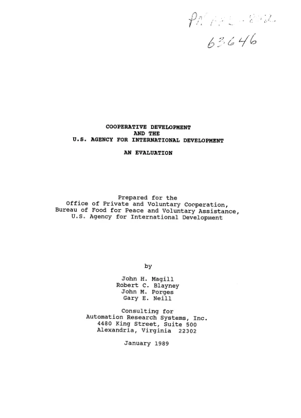 Cooperative development and the US Agency for International Development : an evaluation
