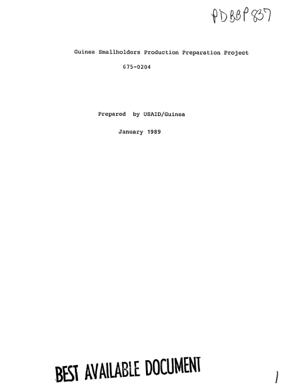 Project activity completion report : small holders production preparation project
