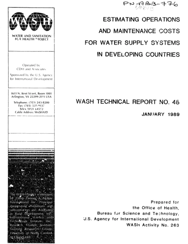 Estimating operations and maintenance costs for water supply systems in developing countries