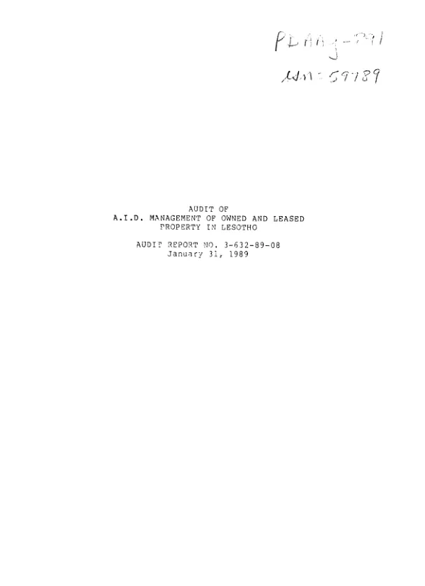 Audit of AID management of owned and leased property in Lesotho