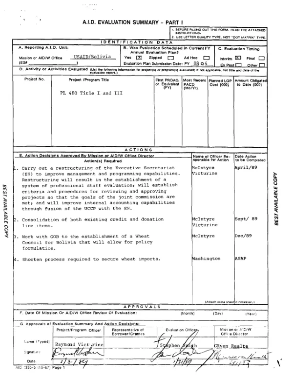 PL-480 Title I and III