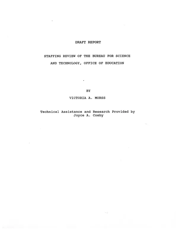 Staffing review of the Bureau for Science and Technology, Office of Education