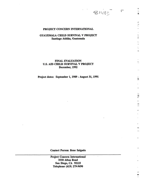 Final evaluation : USAID child survival V project