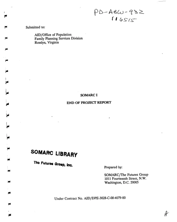SOMARC I (social marketing for change) : end of project report