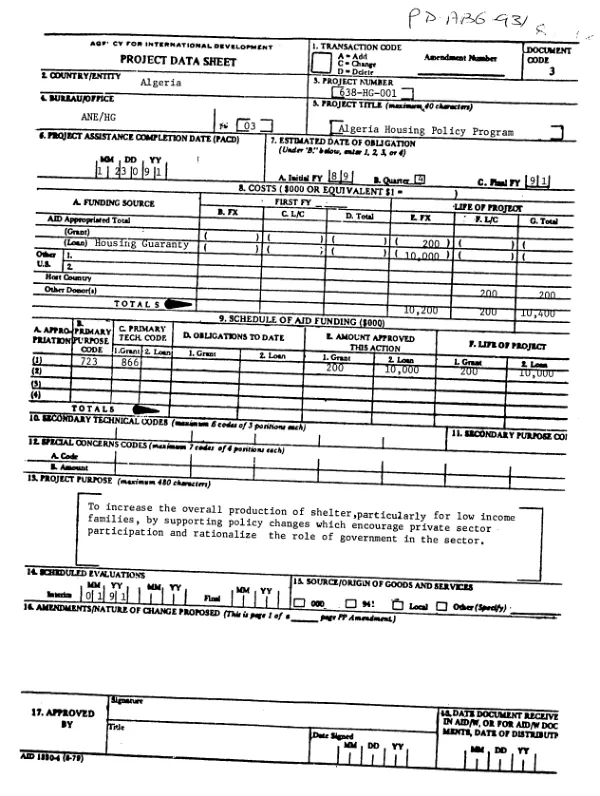 Algeria housing policy program