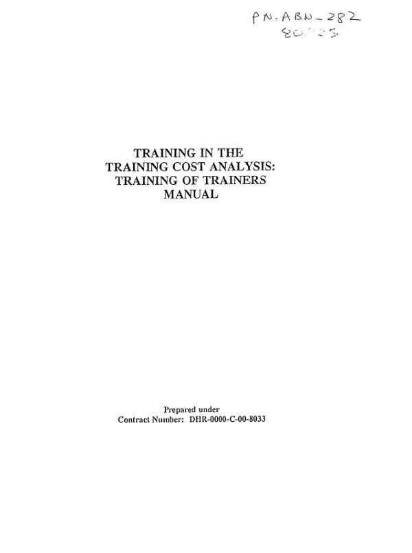 Training in training cost analysis : training of trainers manual