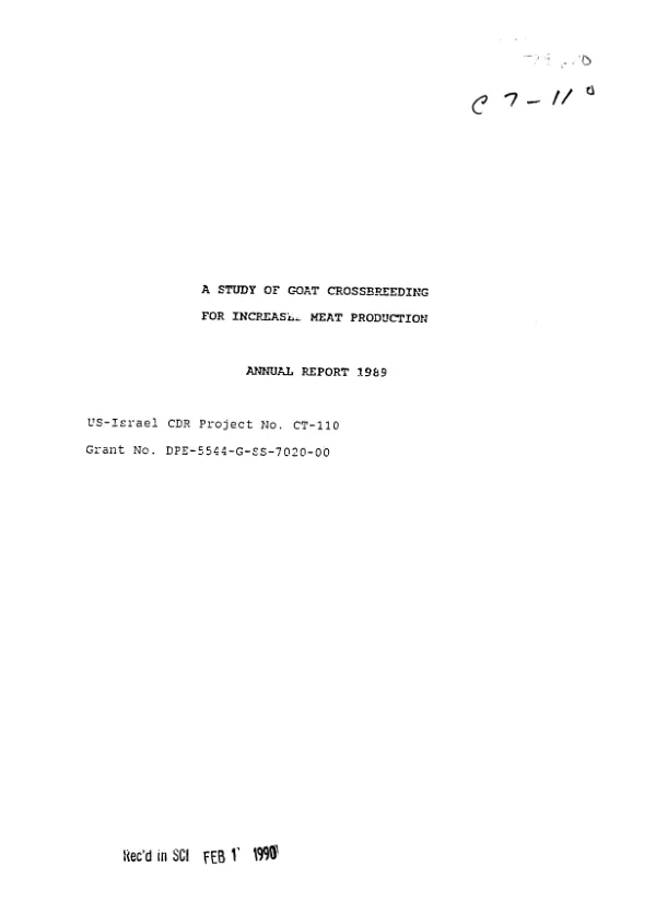 Study of goat crossbreeding for increased meat production : annual report 1989