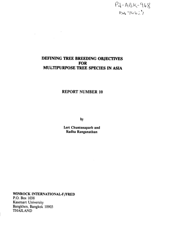 Defining tree breeding objectives for multipurpose tree species in Asia
