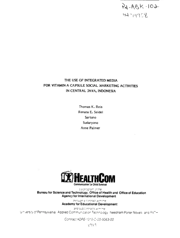 Use of integrated media for vitamin A capsule [VAC] social marketing activities in Central Java, Indonesia