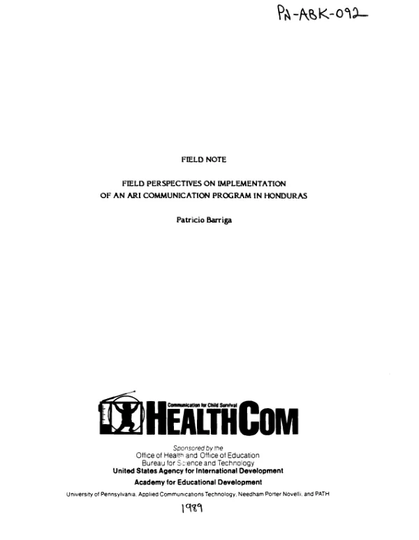 Field perspectives on implementation of an ARI communication program in Honduras