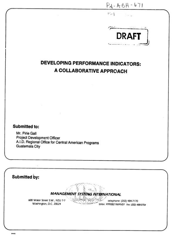 Developing performance indicators : a collaborative approach