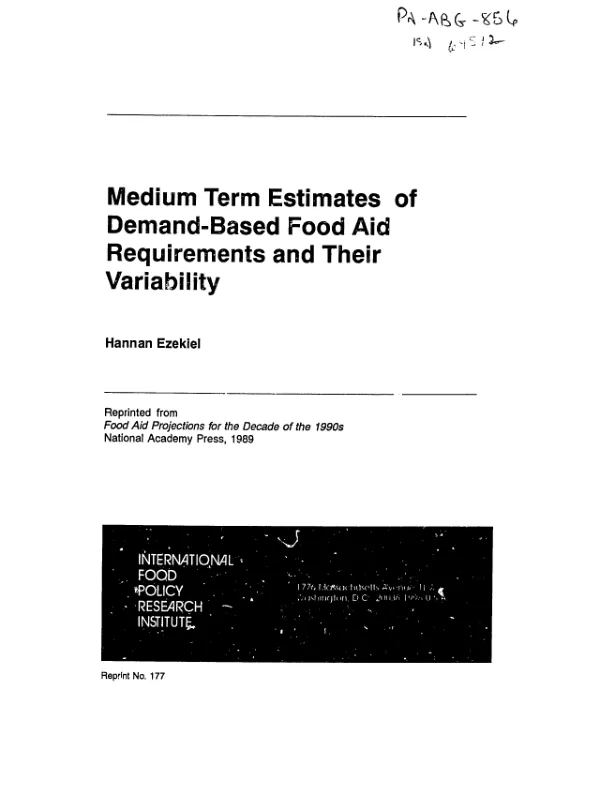 Medium term estimates of demand-based food aid requirements and their variability