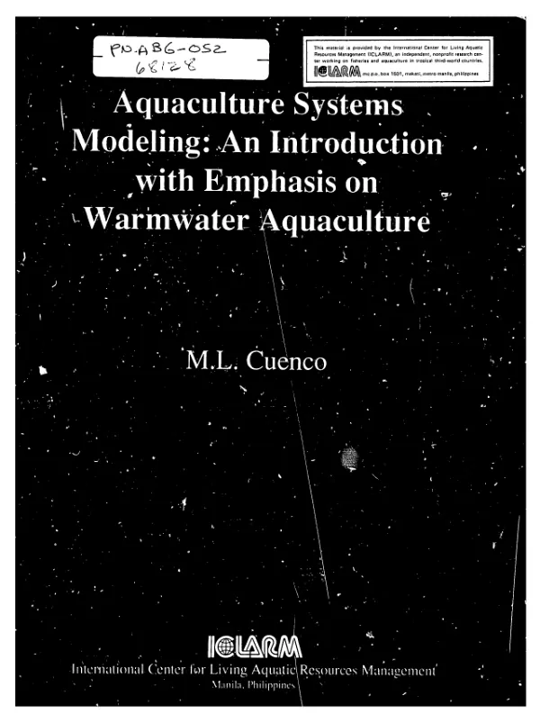 Aquaculture systems modeling : an introduction with emphasis on warmwater aquaculture