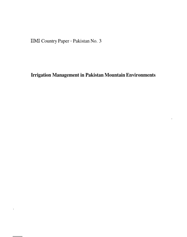 Irrigation management in Pakistan mountain environments