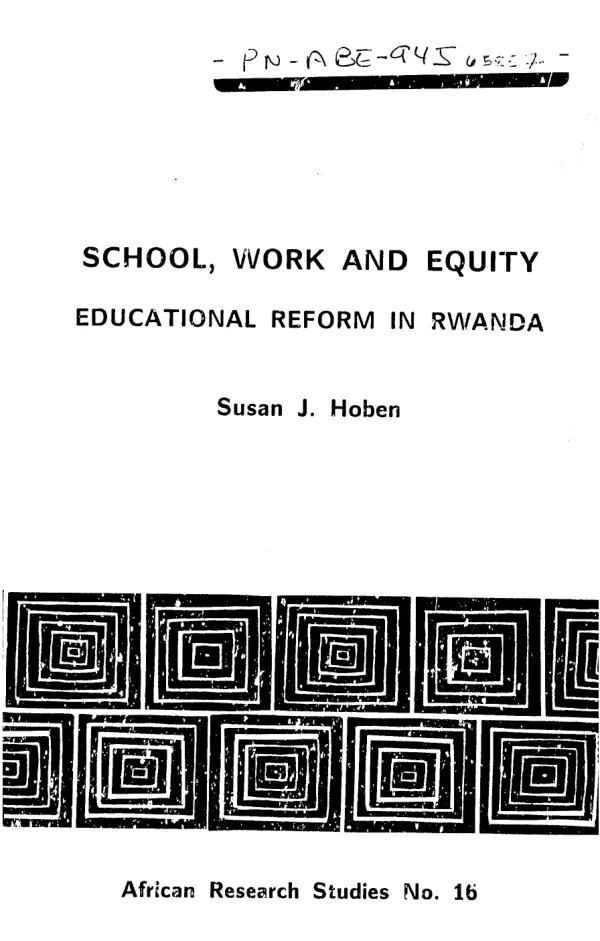 School, work and equity : educational reform in Rwanda