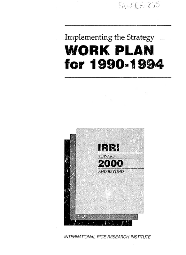 Implementing the strategy work plan for 1990-1994 : IRRI toward 2000 and beyond