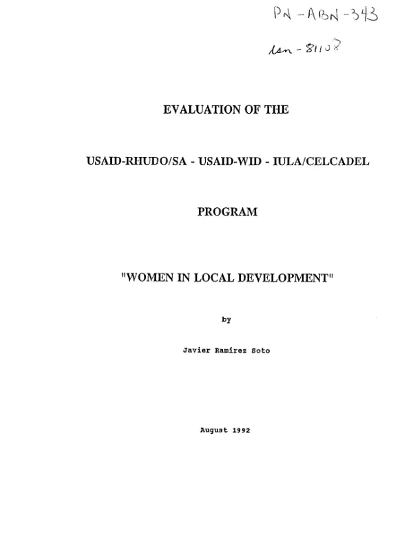 Evaluation of the USAID-RHUDO/SA-USAID-WID-IULA/CELCADEL program : women in development