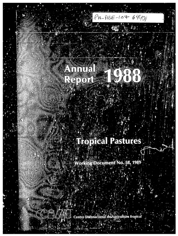 Annual report 1988 : tropical pastures