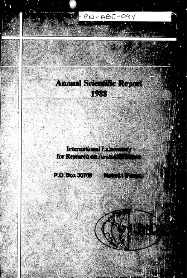 Annual scientific report 1988 : International Laboratory for Research on Animal Diseases